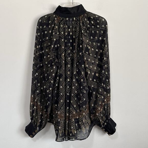 Camilla Ragland Blouse S‎ Cobra King Button Front Long Sleeve Party Luxury Sheer - Picture 12 of 14